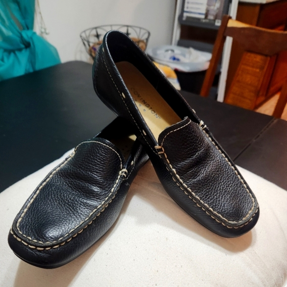 Covington Shoes - Covington BLACK LEATHER Flat LOAFER Driving Shoe Size 6.5